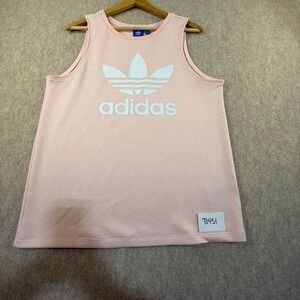 Adidas Originals Trefoil Logo Tank Top Mens Small Pink Mesh Sleeveless Shirt